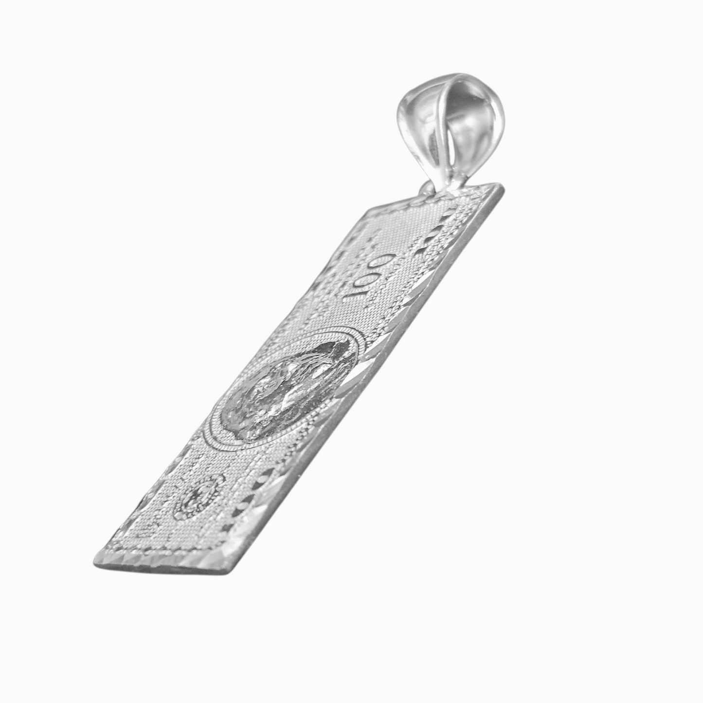 100 Dollar Bill Silver 925 Pendant Benjamin Franklin Hundred Dollar Bill