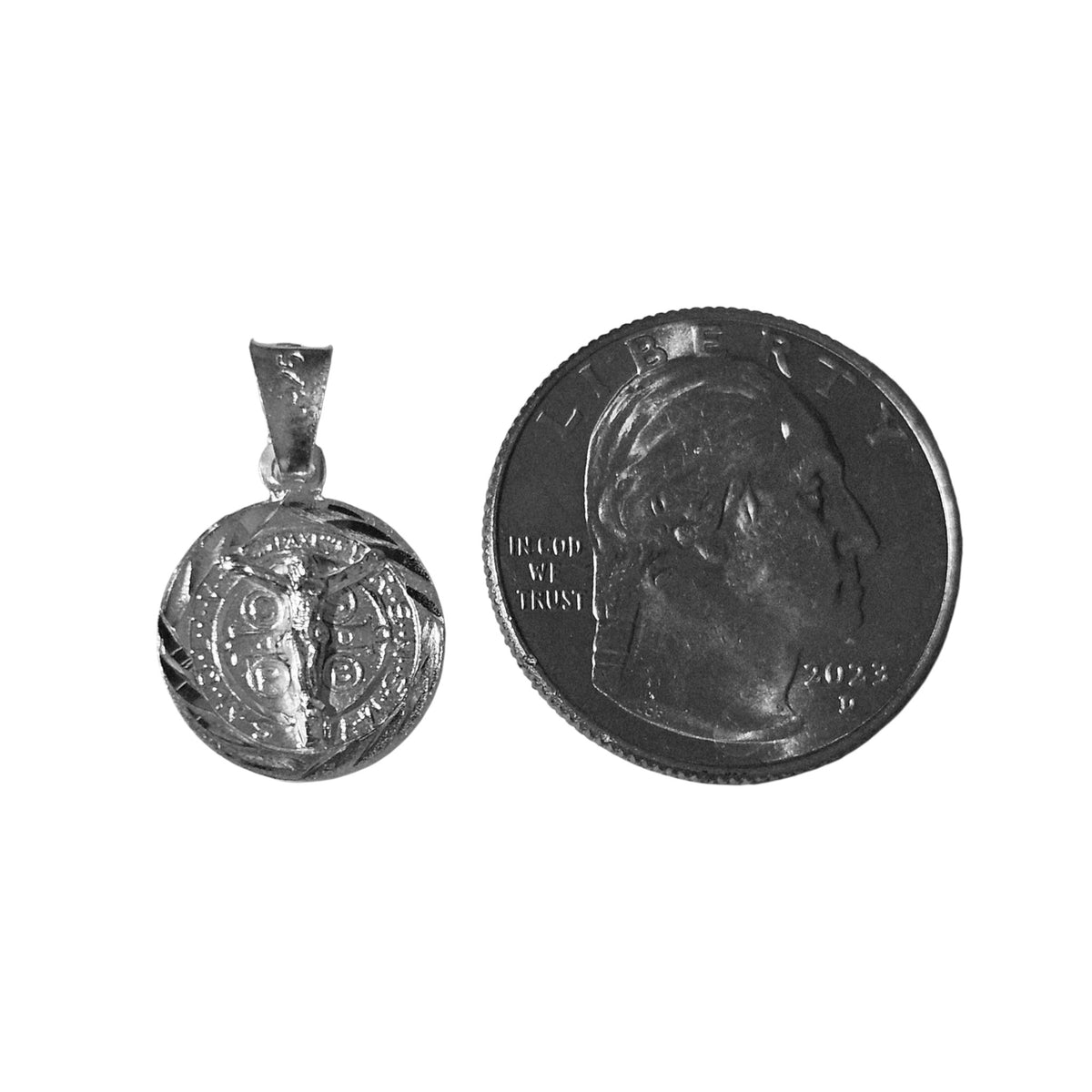 Double Sided Crucifix Charm with Saint Benedict Pendant