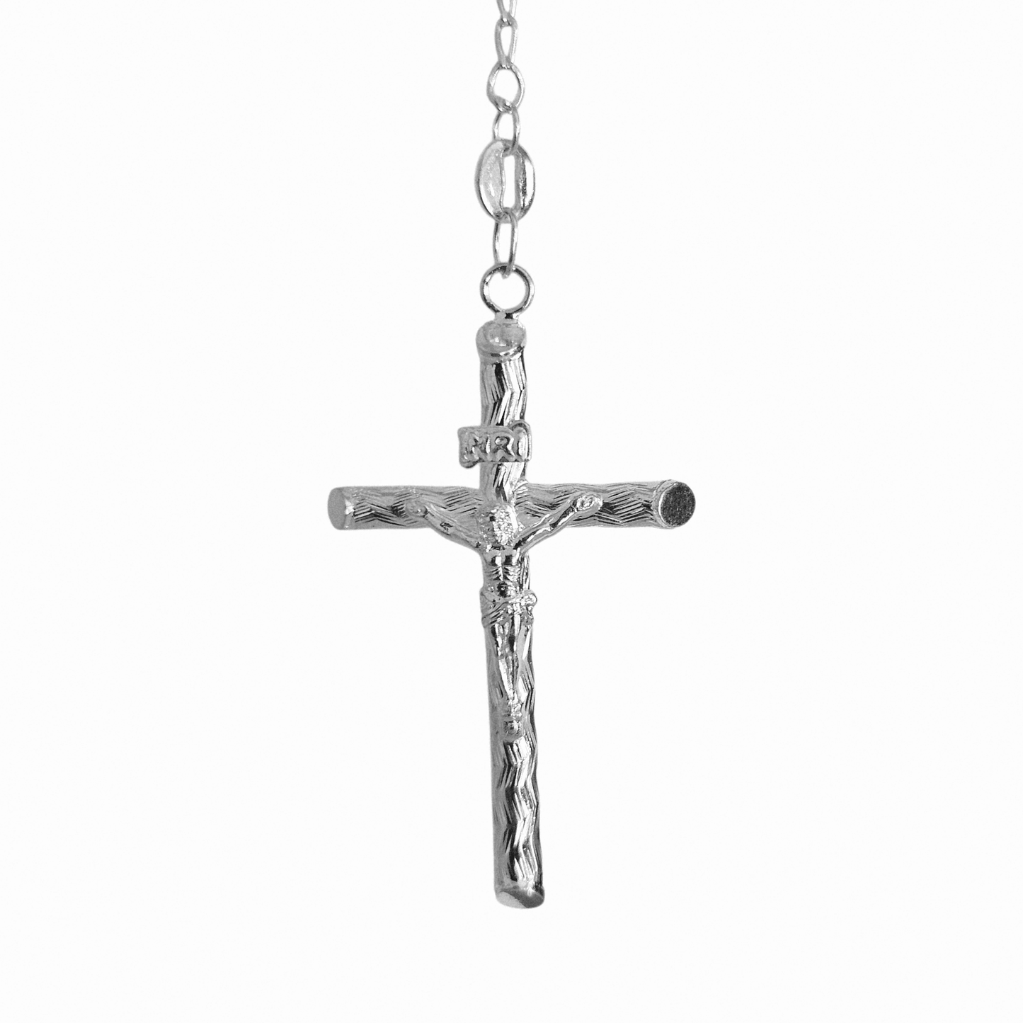 Rosary Necklace Sterling Silver S925 22", 4MM Diamond Cut, Christian Religious Symbol, Perfect Easter Holiday Gift