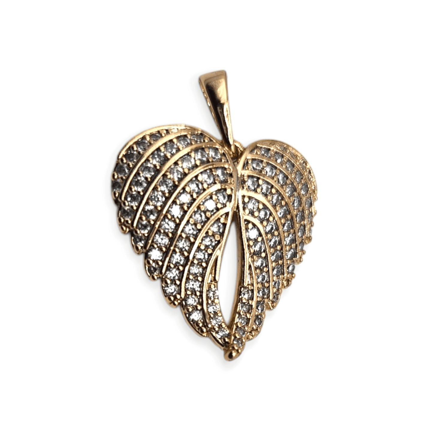 Rose Gold Angel Wings 18K Rose Gold Plated Pendant White and Blue CZ Stones