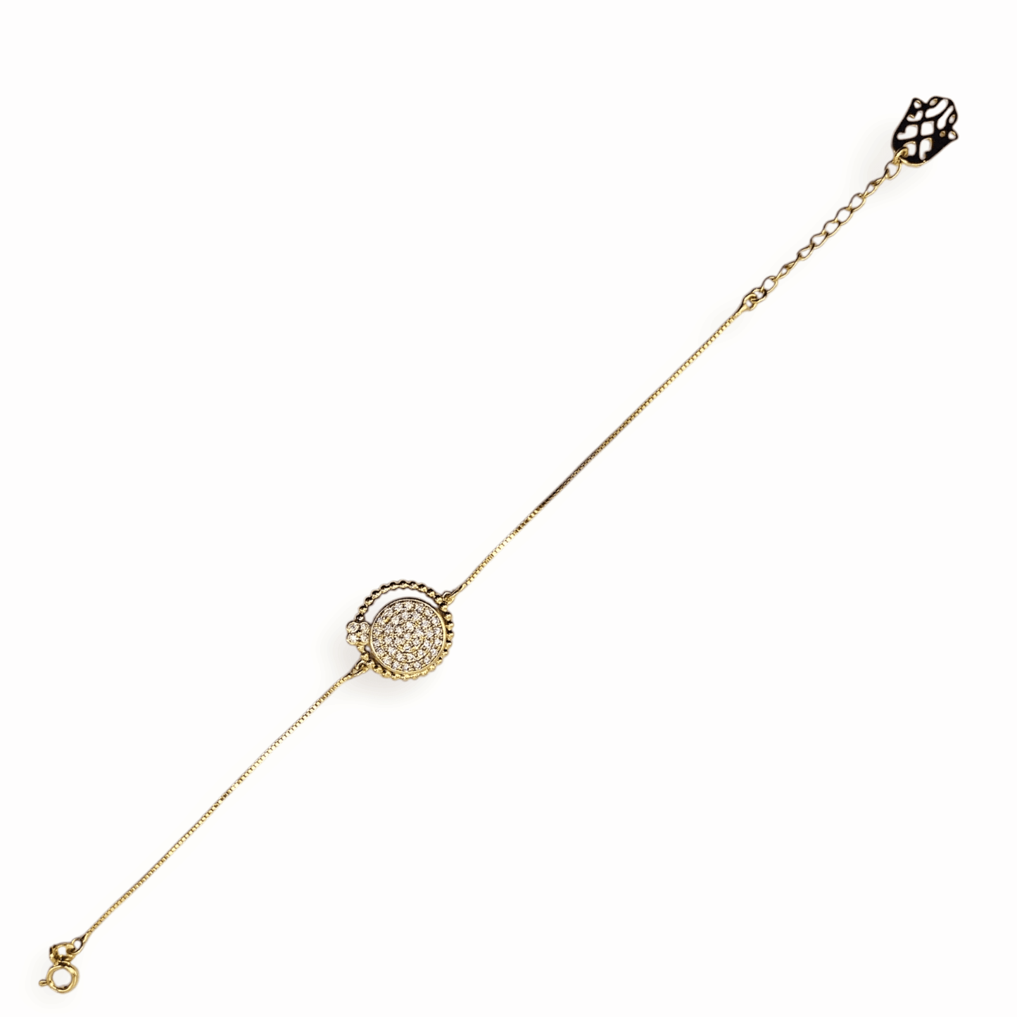 Round Charm Dainty Box Chain 14K Gold Plated Bracelet