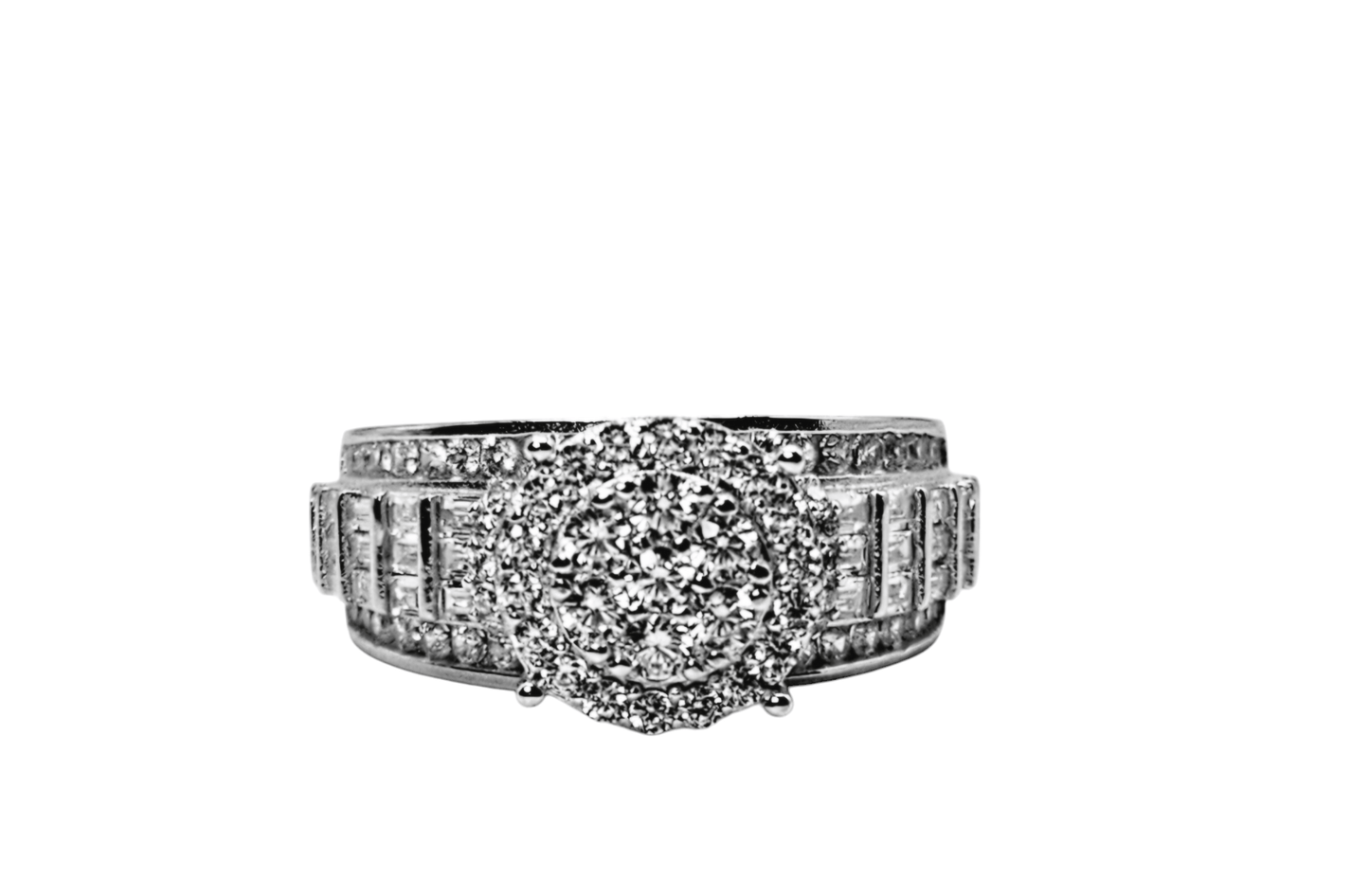 Round Halo CZ Engagement Ring 925 Silver