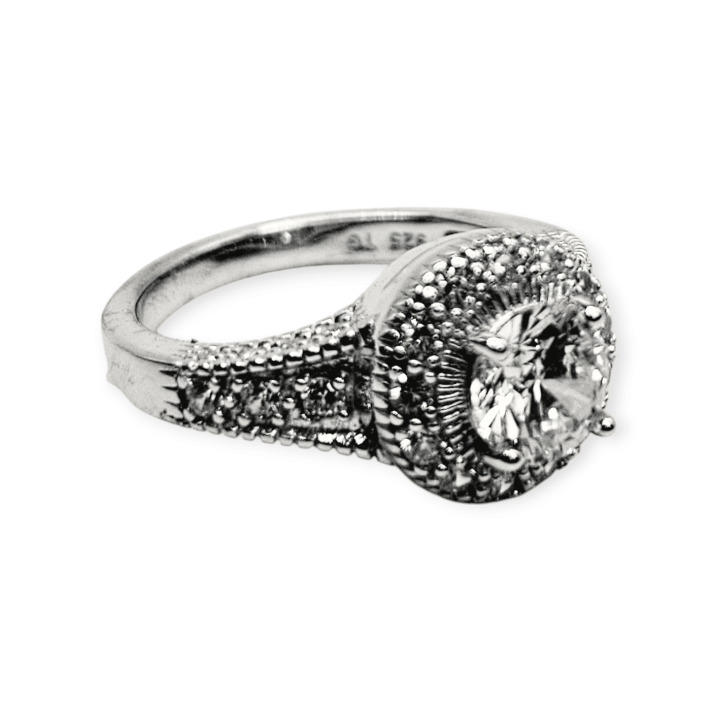Round Princess Cut Cubic Zirconia Square - cut Ring 925 Silver