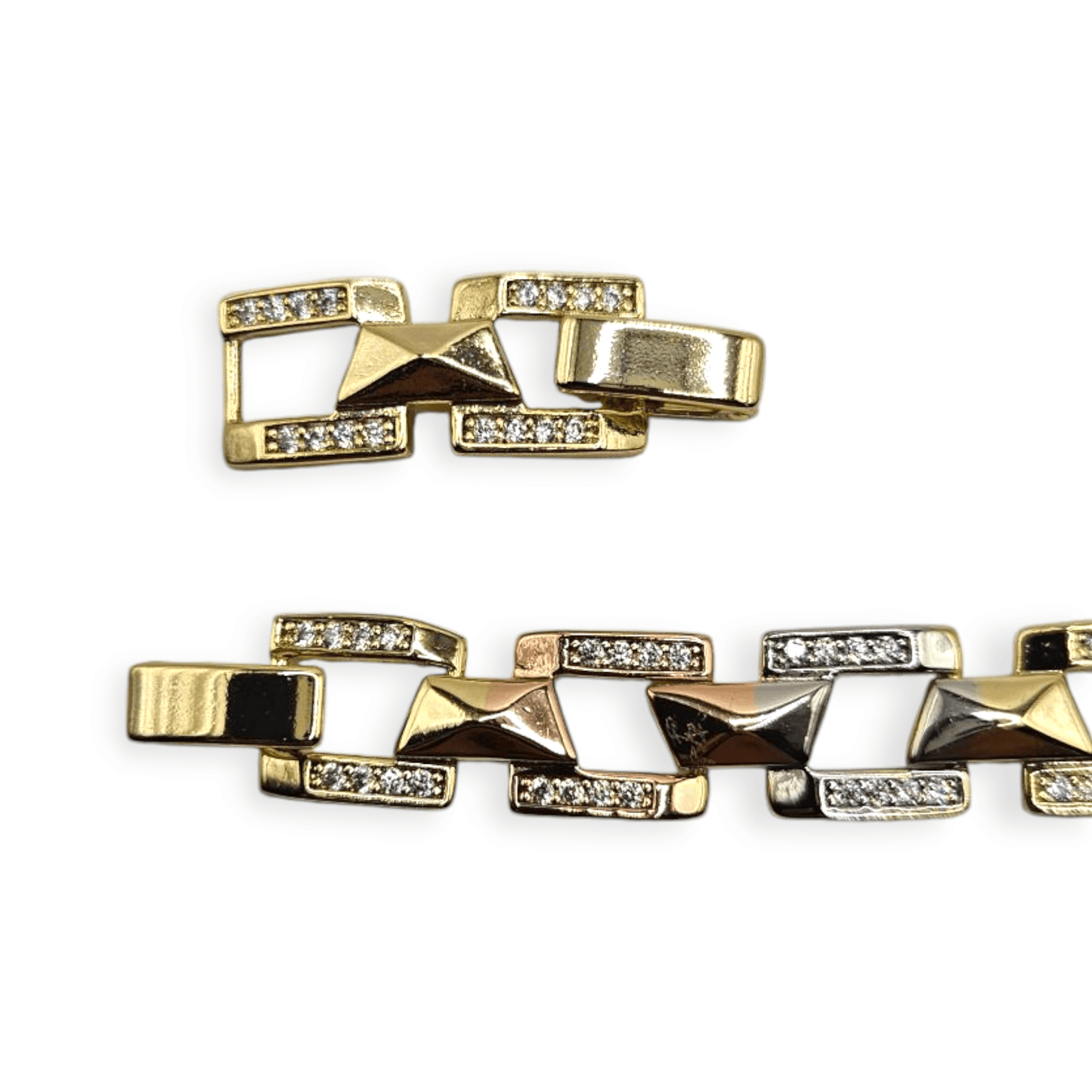 Sequential Tricolor 14K Gold Plated Bracelet for Women