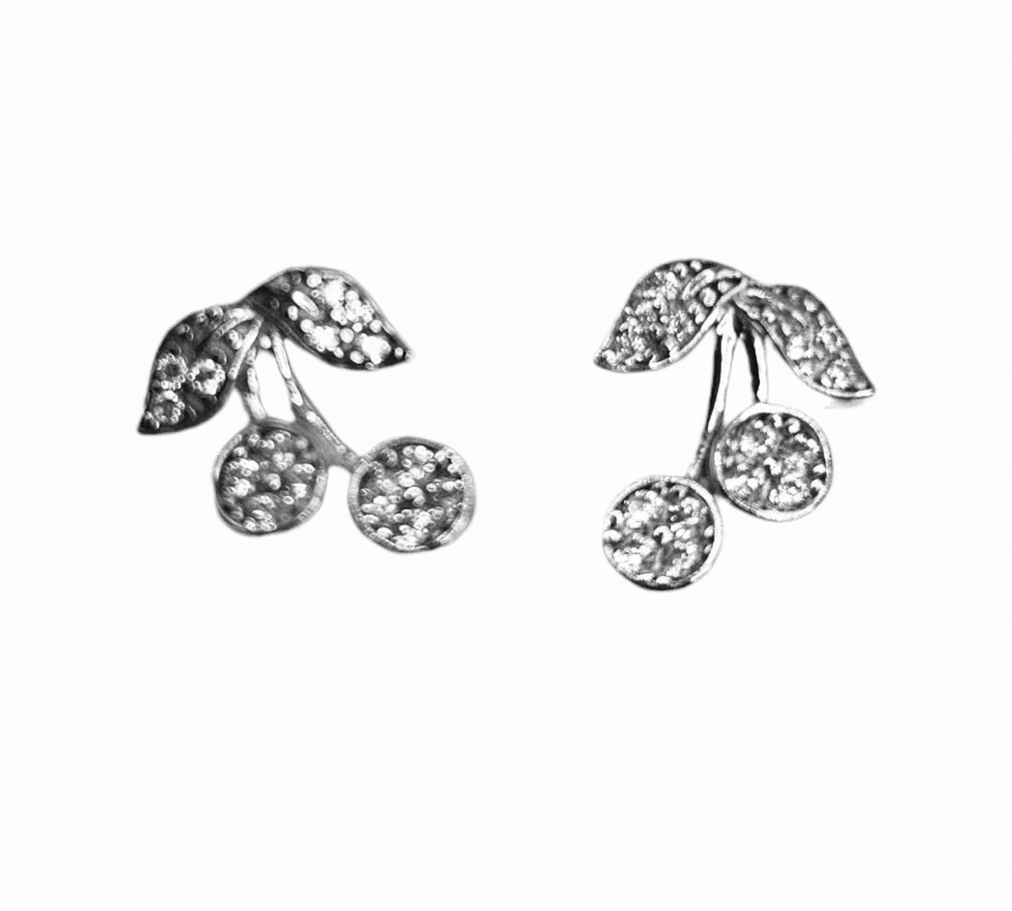 Small Cherry Silver 925 Stud Earrings