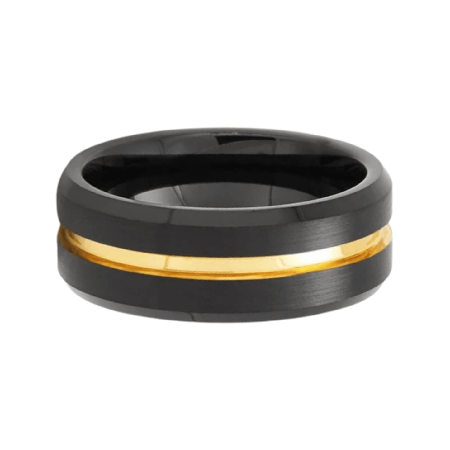 Tungsten Carbide Men Ring with Gold Design
