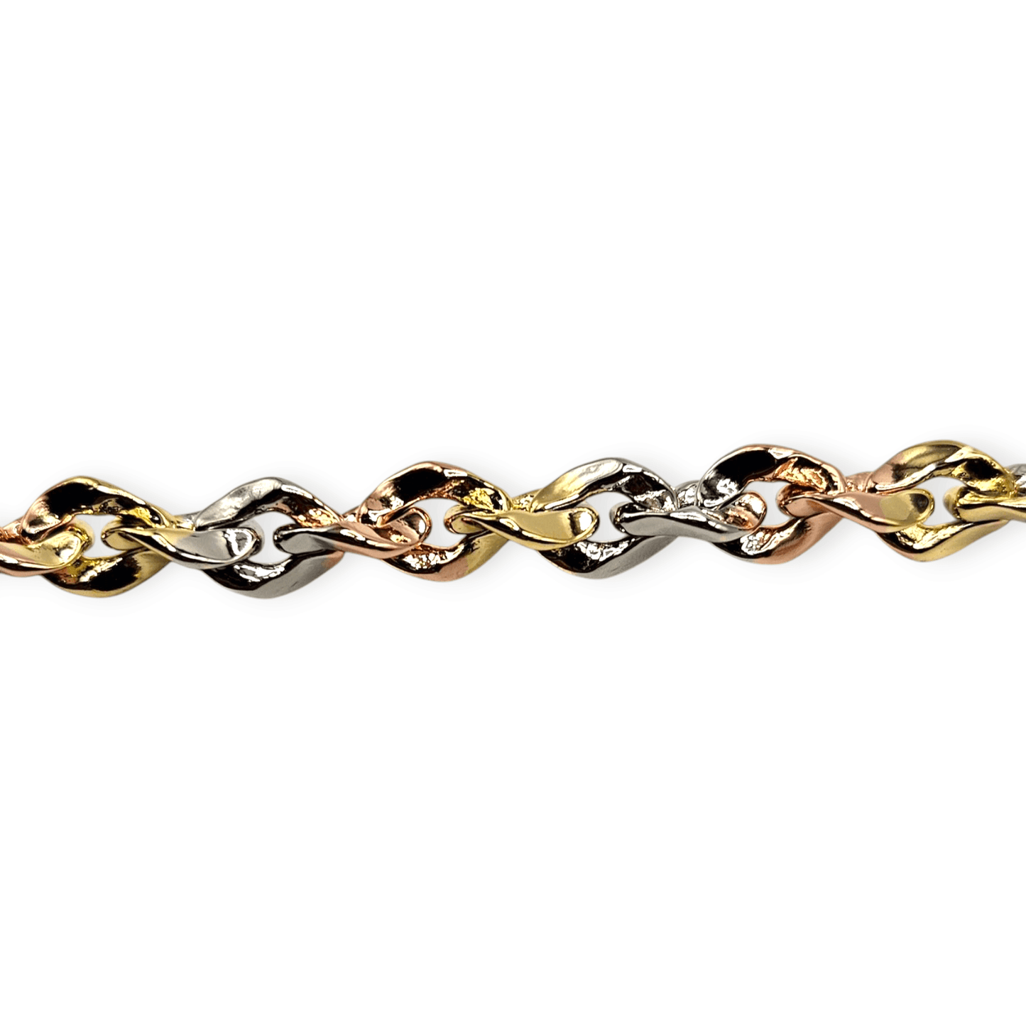 Twisted Tricolor Gold Plated Bracelet