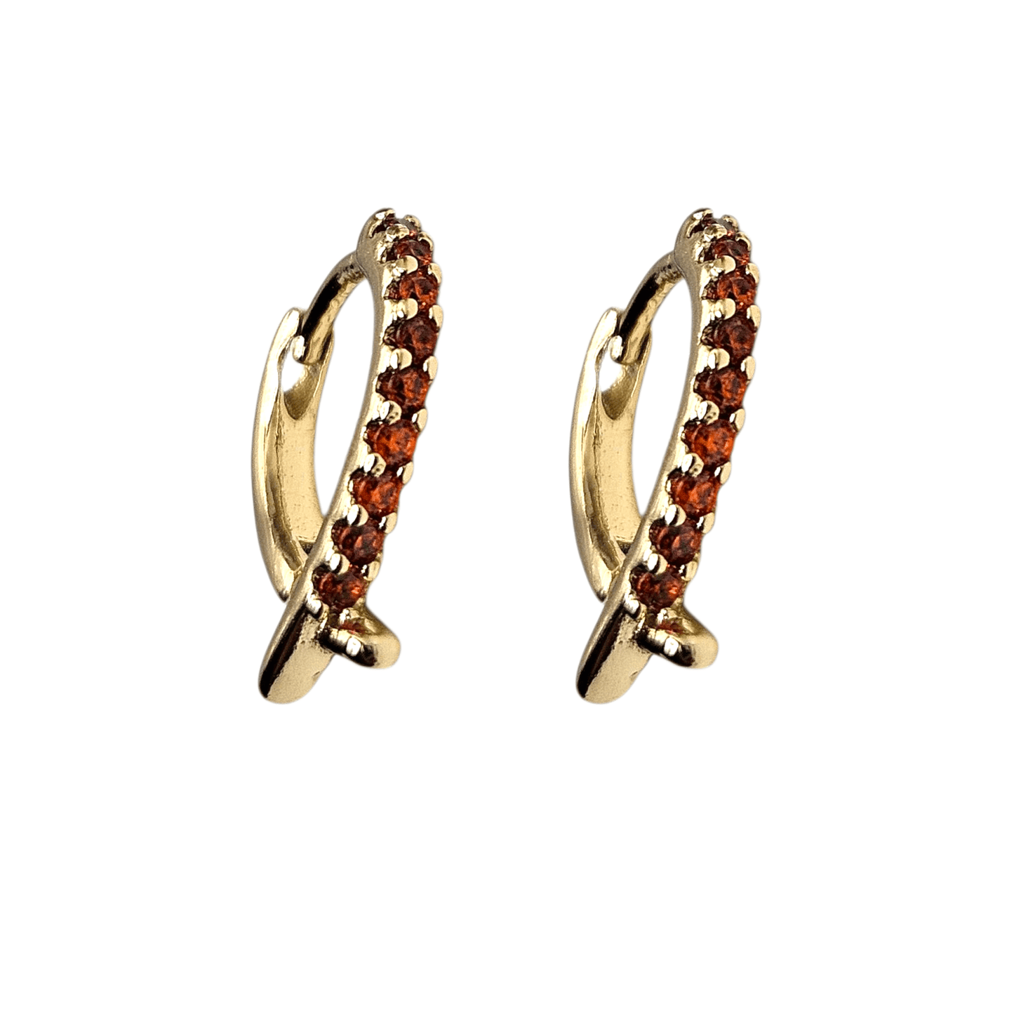V Orange Fancy 14K Gold Plated Hoop Women Earrings 15mm