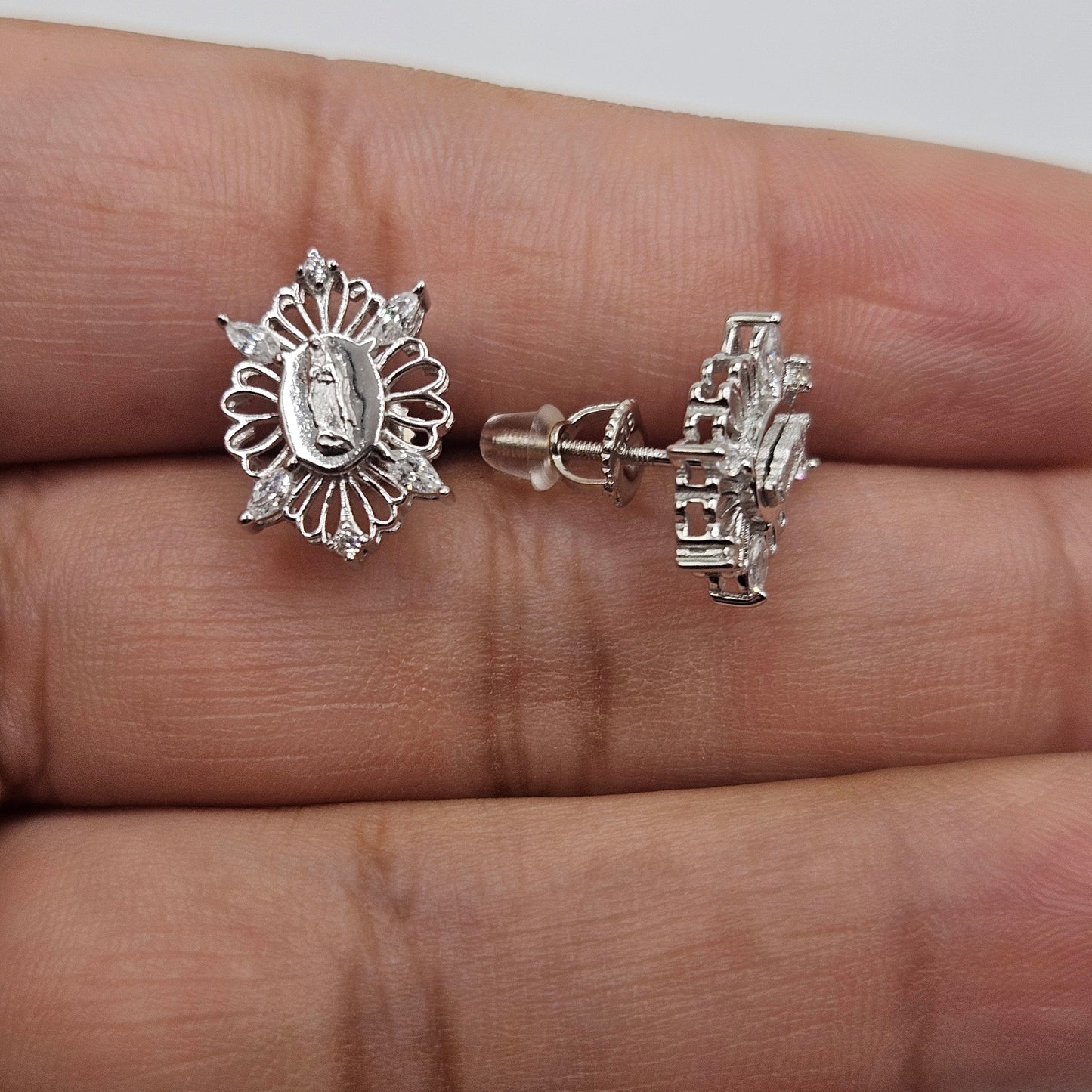 Virgen Maria Silver 925 Stud Earrings for Women