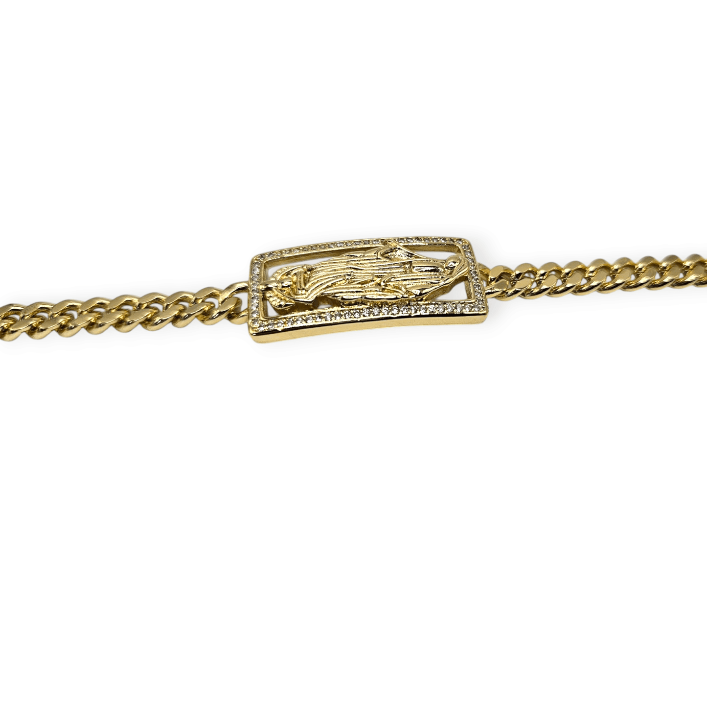 Virgen Mary Cuban Link 14k Gold Plated Bracelet