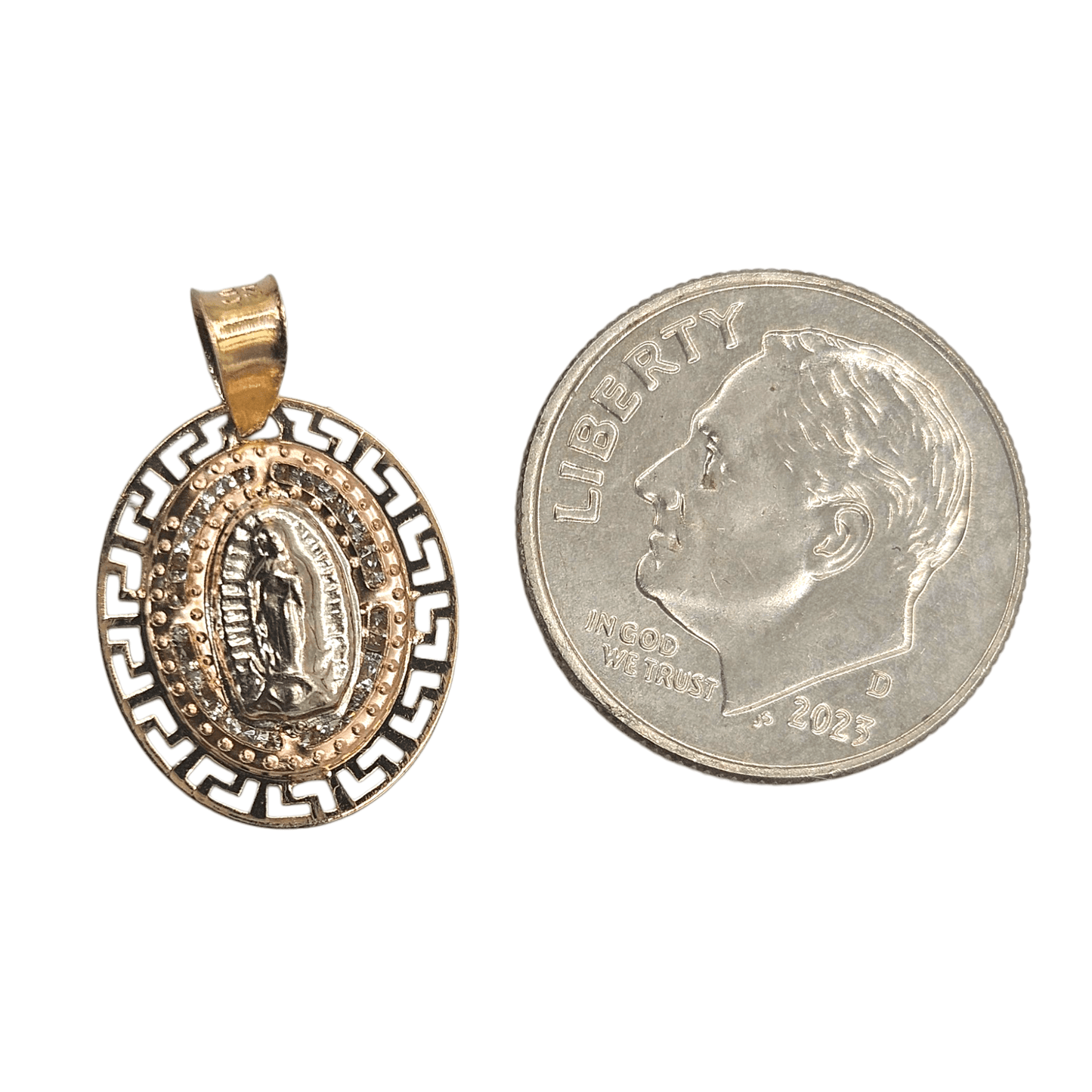 Virgin Mary 14K Gold Pendant Dual Color Nuestra Señora de Guadalupe