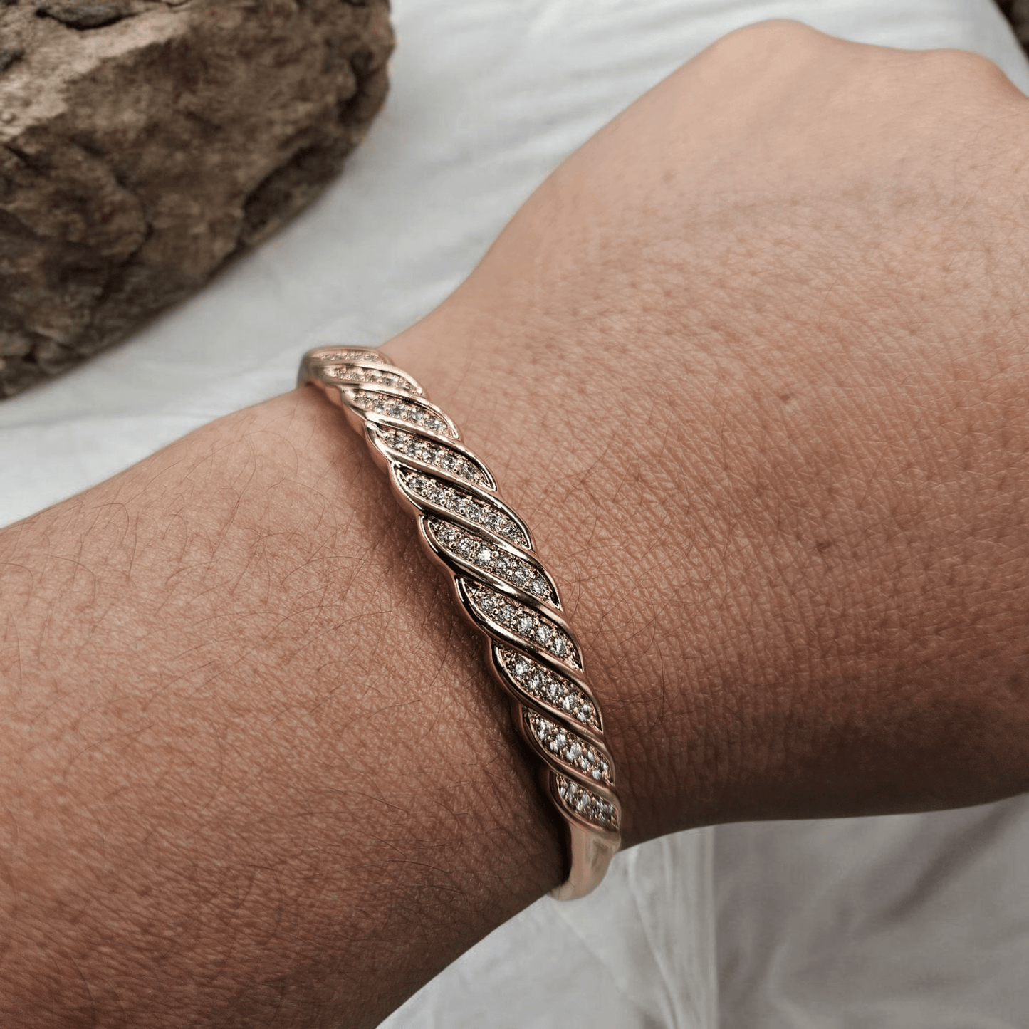 Waves Rose Gold 18k Plated Bangle