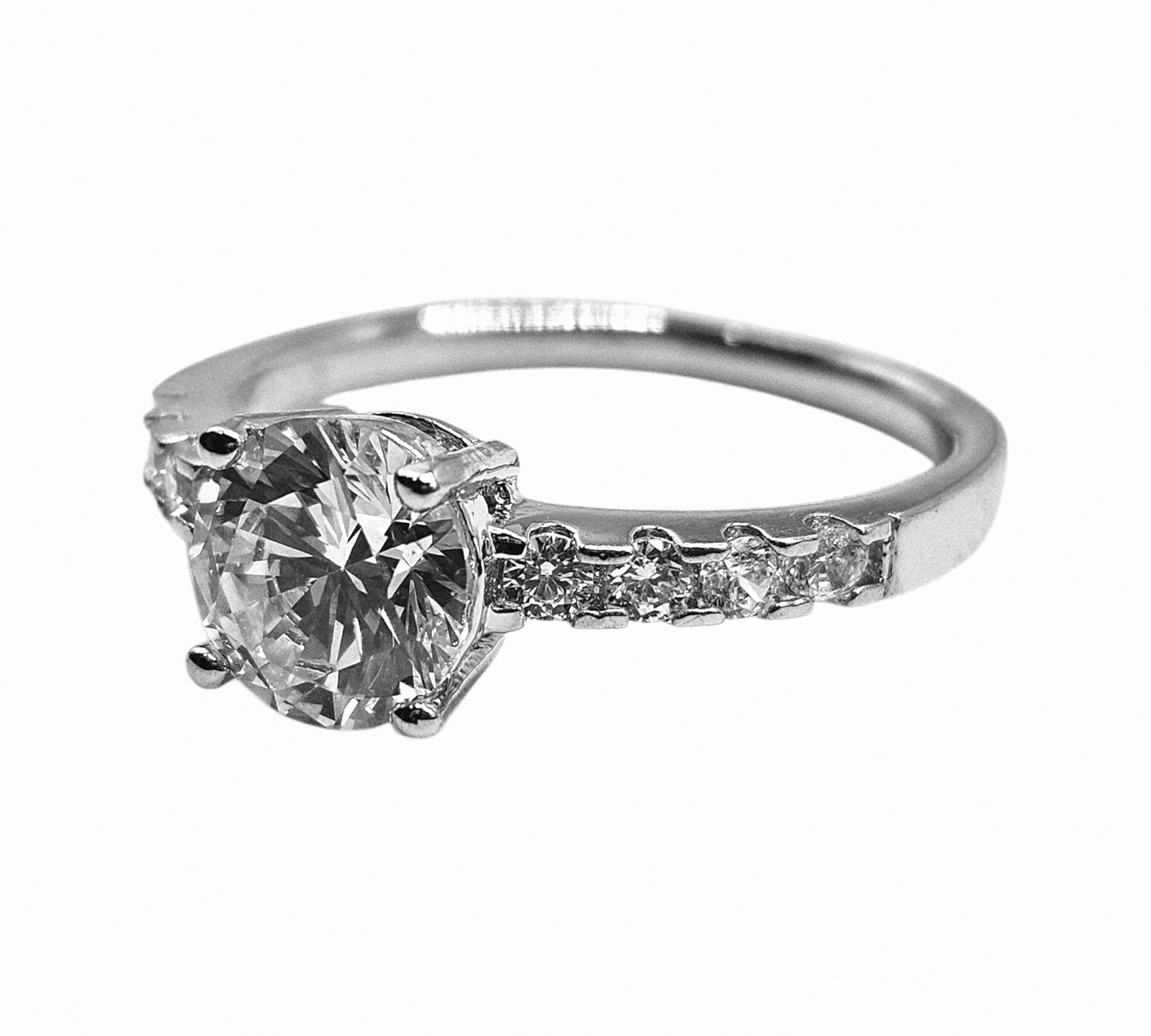 White CZ Silver - Plated Ring for Women