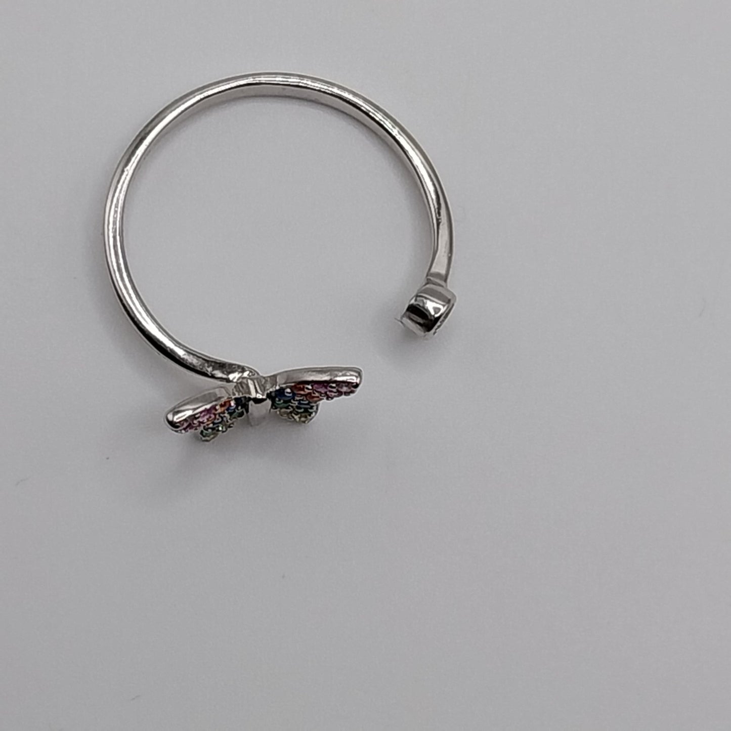 Colorful Butterfly Open Design Silver 925 Ring with Lab - Created Stones