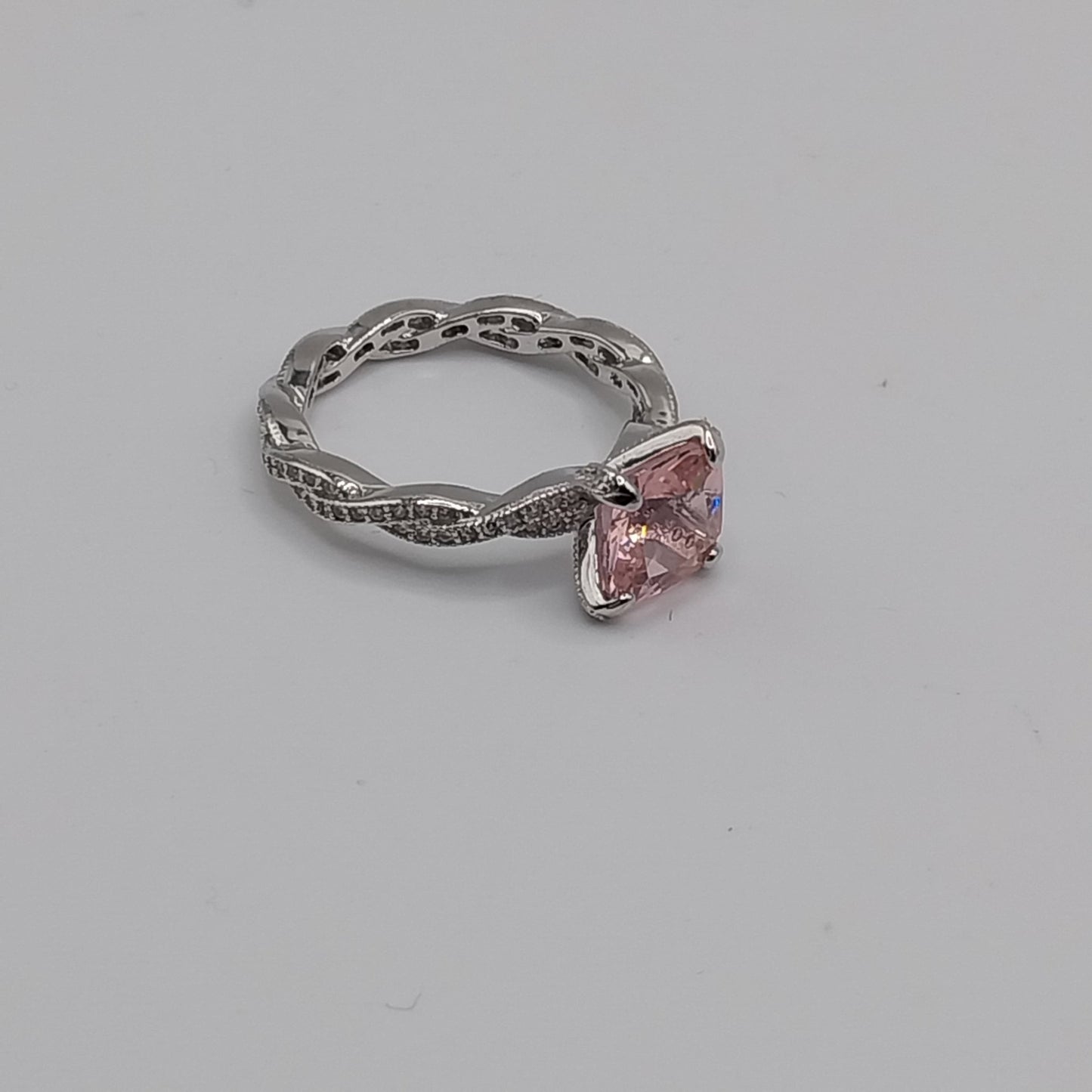 Light PInk Morganite Stone with White CZ Stones