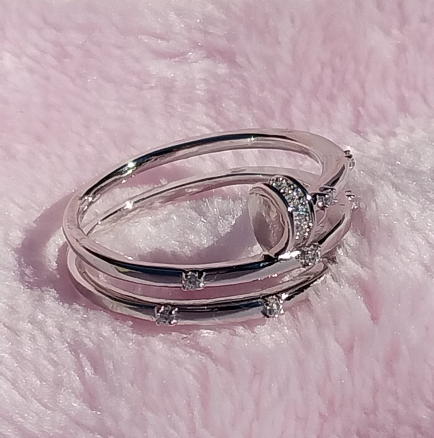 Nail Spiral Ring with Cubic Zirconia Stones