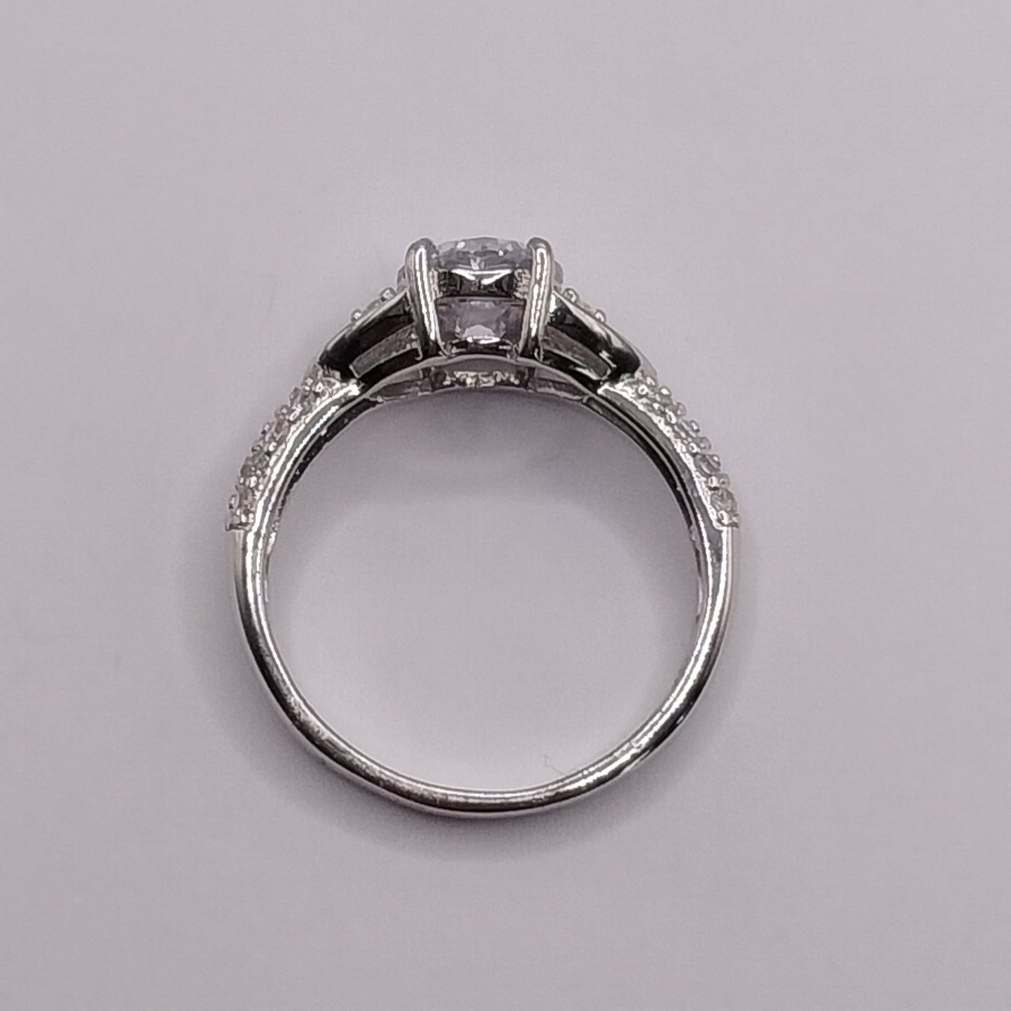 Oval Cubic Zirconia Stone with Round White CZ stones Ring 925 Silver