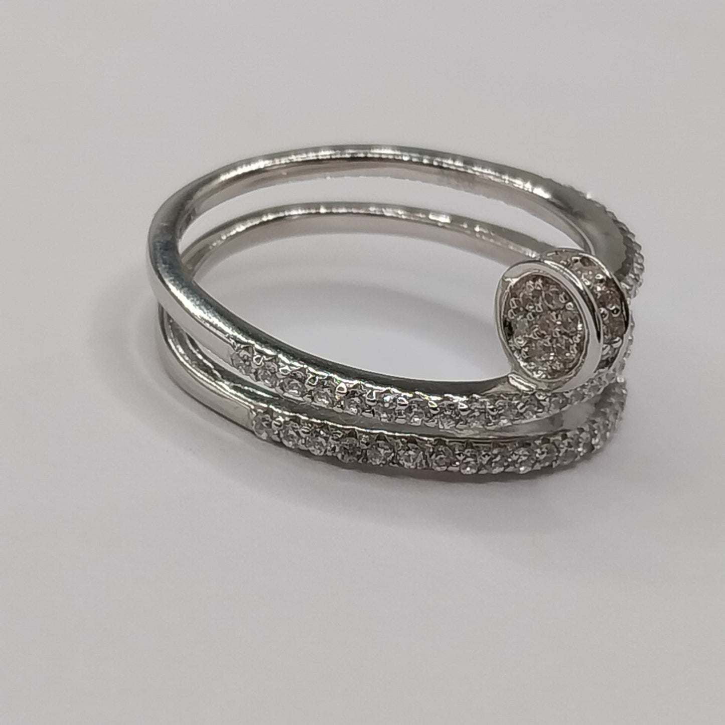 Spiral Nail Ring with Cubic Zirconia Stones