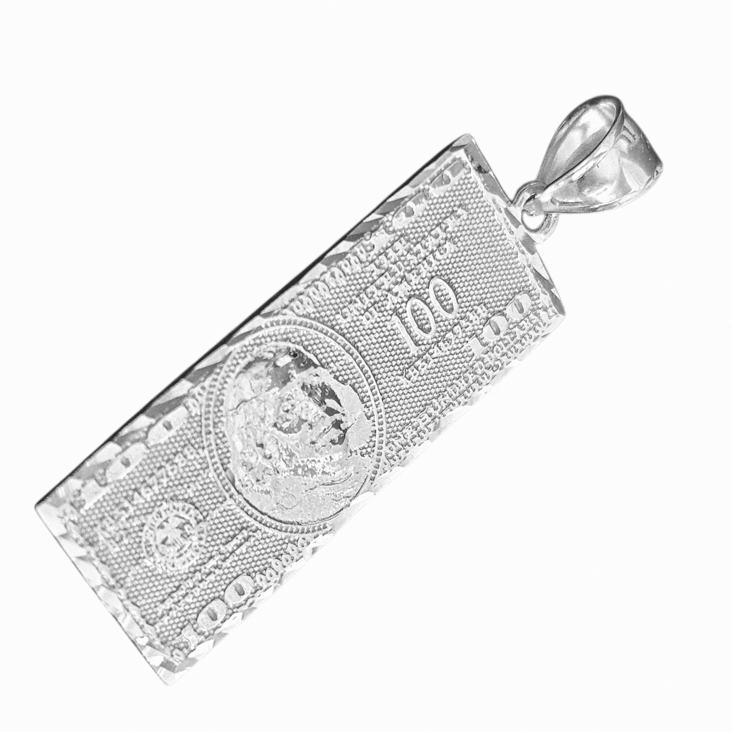 100 Dollar Bill Silver 925 Pendant Benjamin Franklin Hundred Dollar Bill