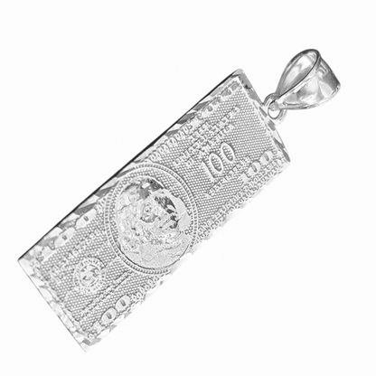 100 Dollar Bill Silver 925 Pendant Benjamin Franklin Hundred Dollar Bill