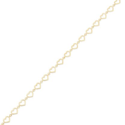14 Karat Yellow Gold Multi Heart Charms Adjustable Bracelet