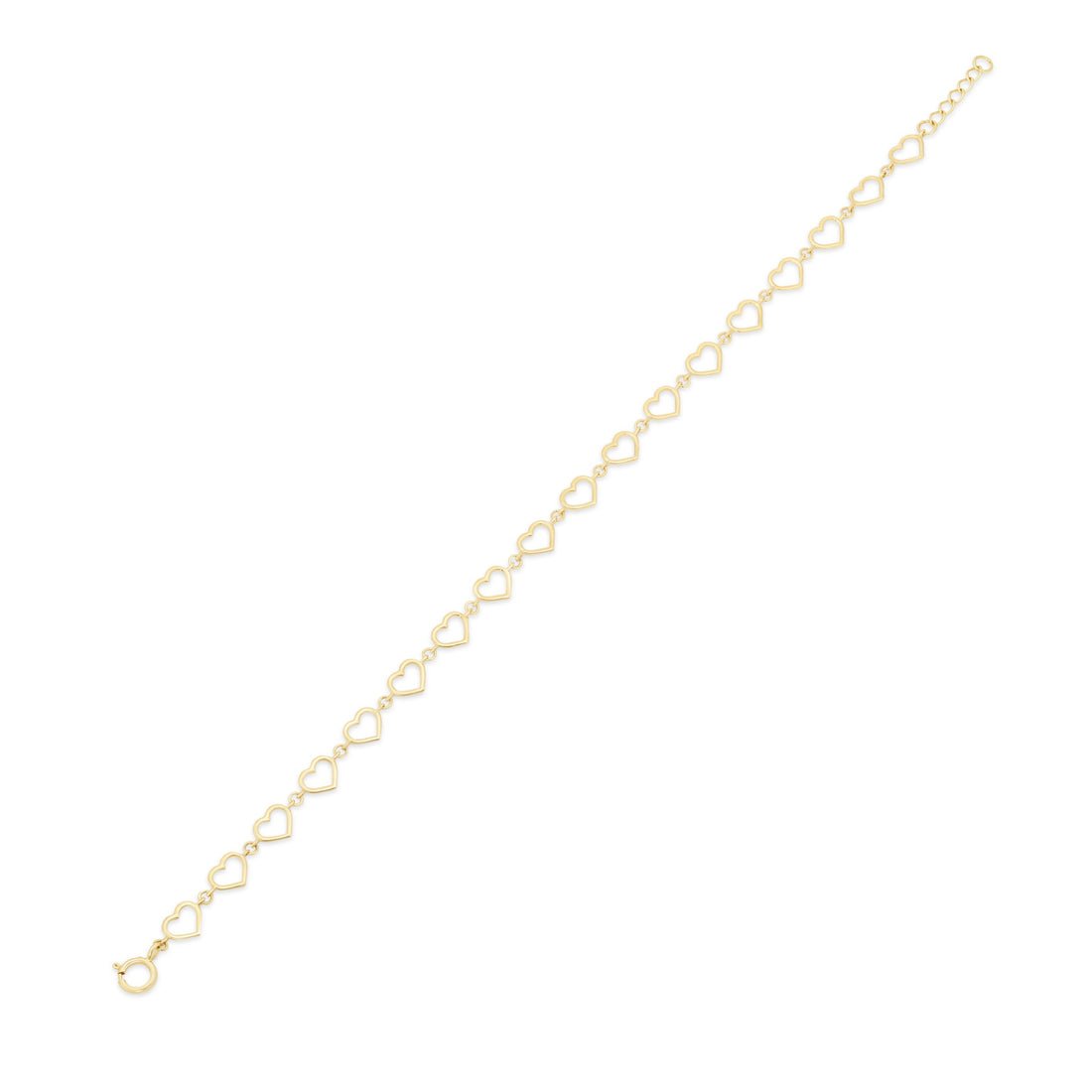 14 Karat Yellow Gold Multi Heart Charms Adjustable Bracelet