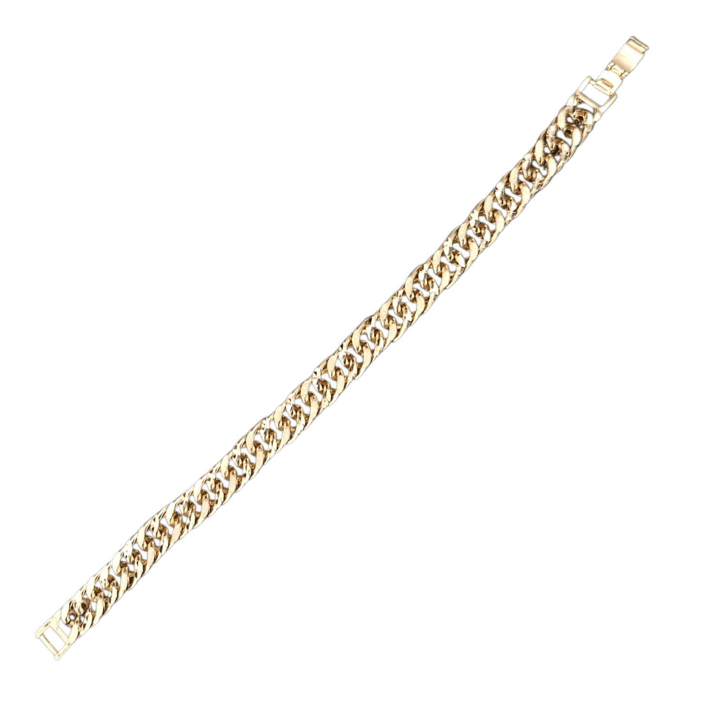 14K Gold Plated Bracelet Solid Fancy Design with Diamond Cut 8"L