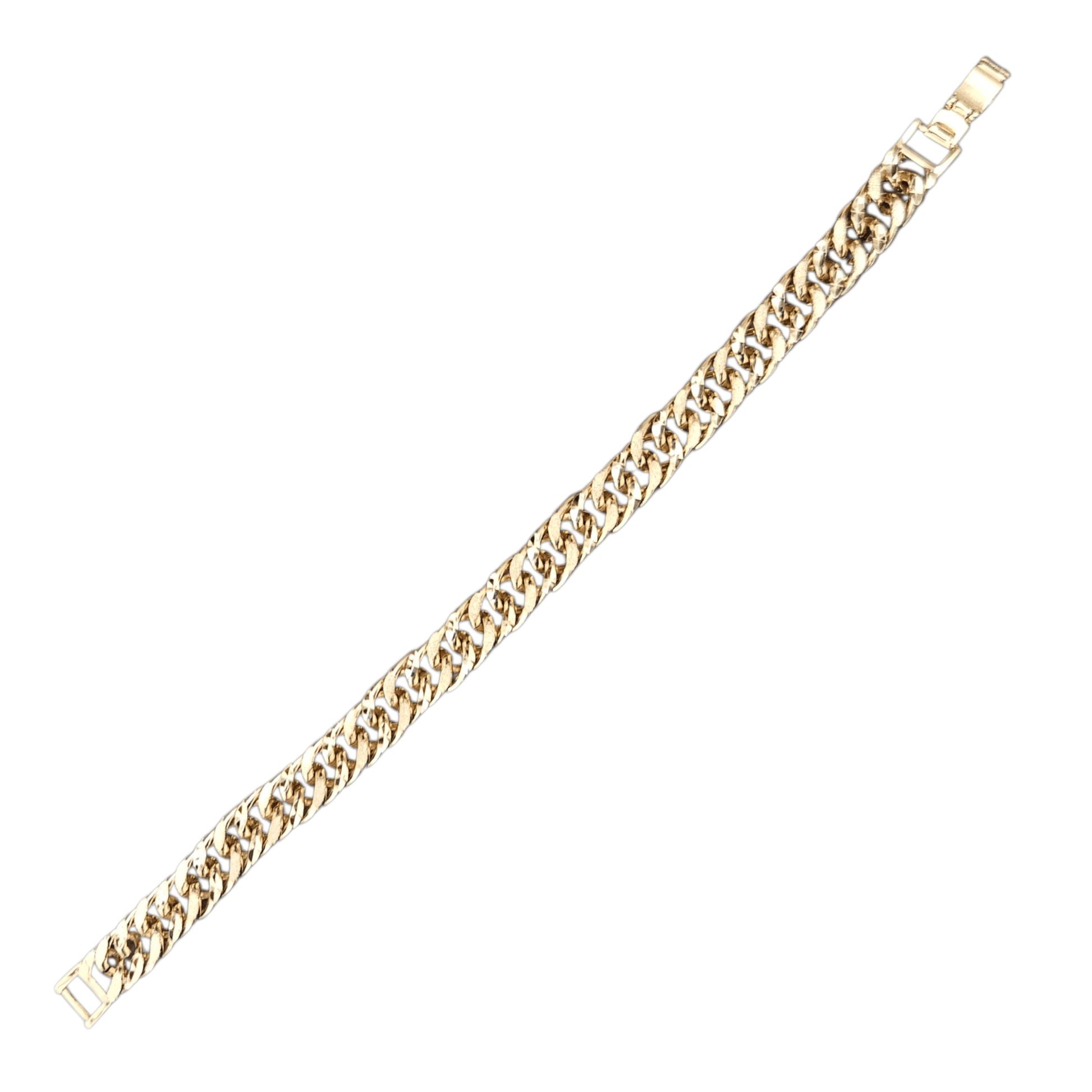 14K Gold Plated Bracelet Solid Fancy Design with Diamond Cut 8"L
