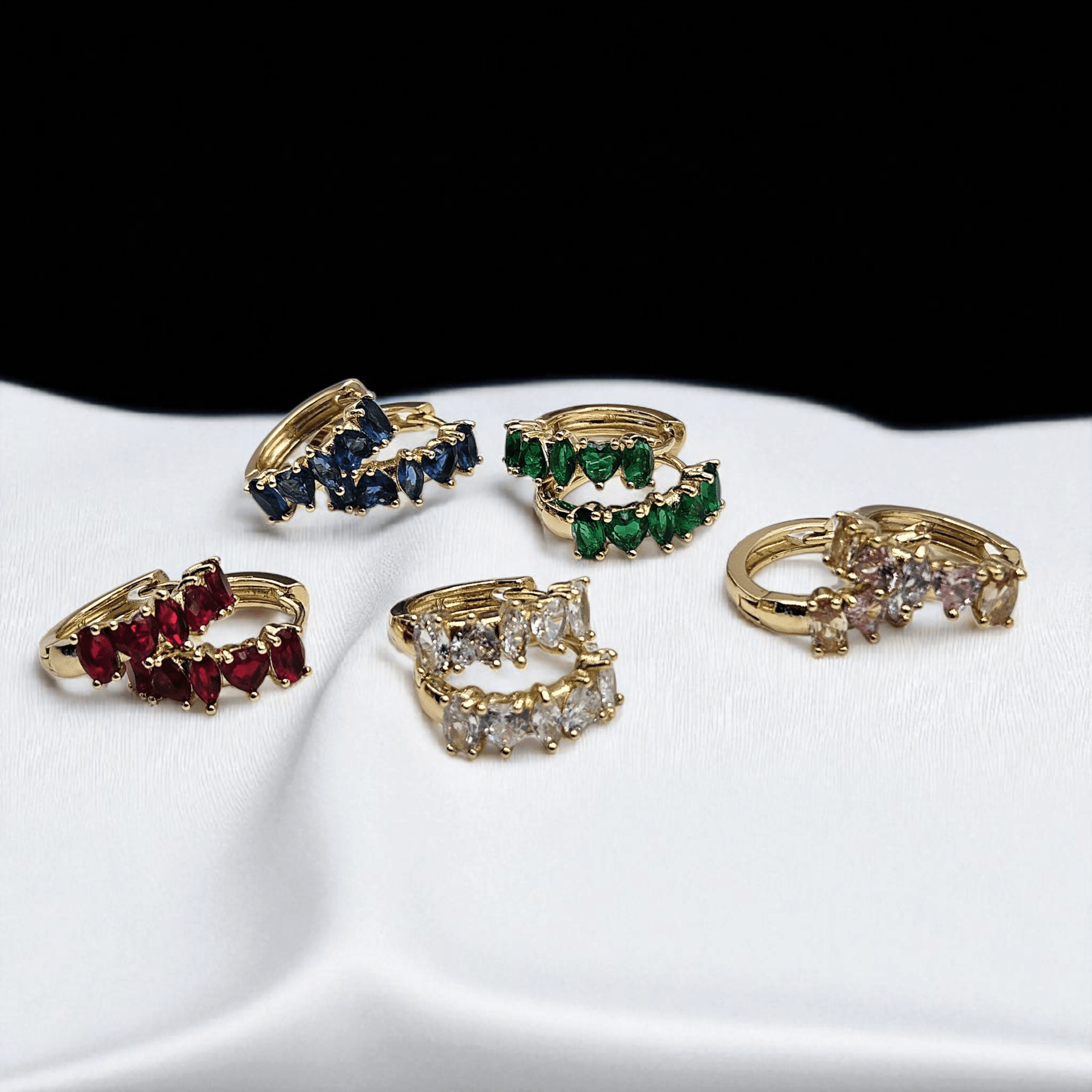 14K Gold Plated Hoop Earrings for Women Red, Green, White, Blue and Multicolors 17mm