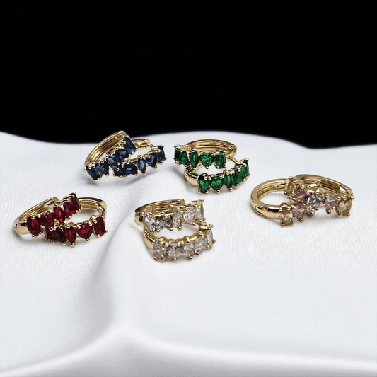 14K Gold Plated Hoop Earrings for Women Red, Green, White, Blue and Multicolors 17mm