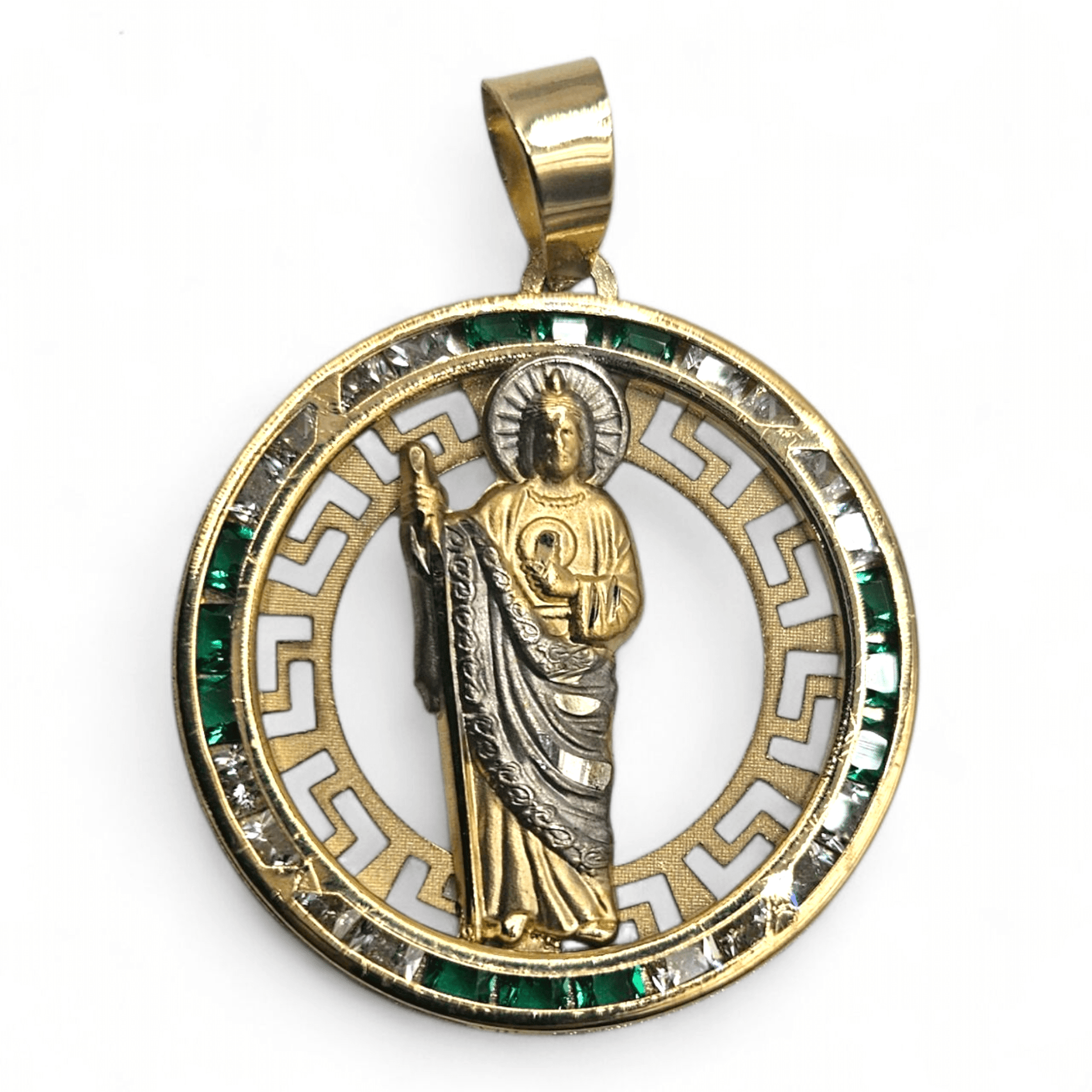 14K Gold San Judas Round Pendant