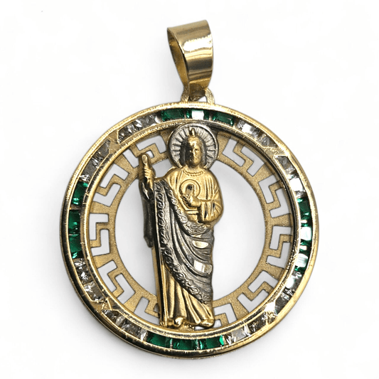 14K Gold San Judas Round Pendant