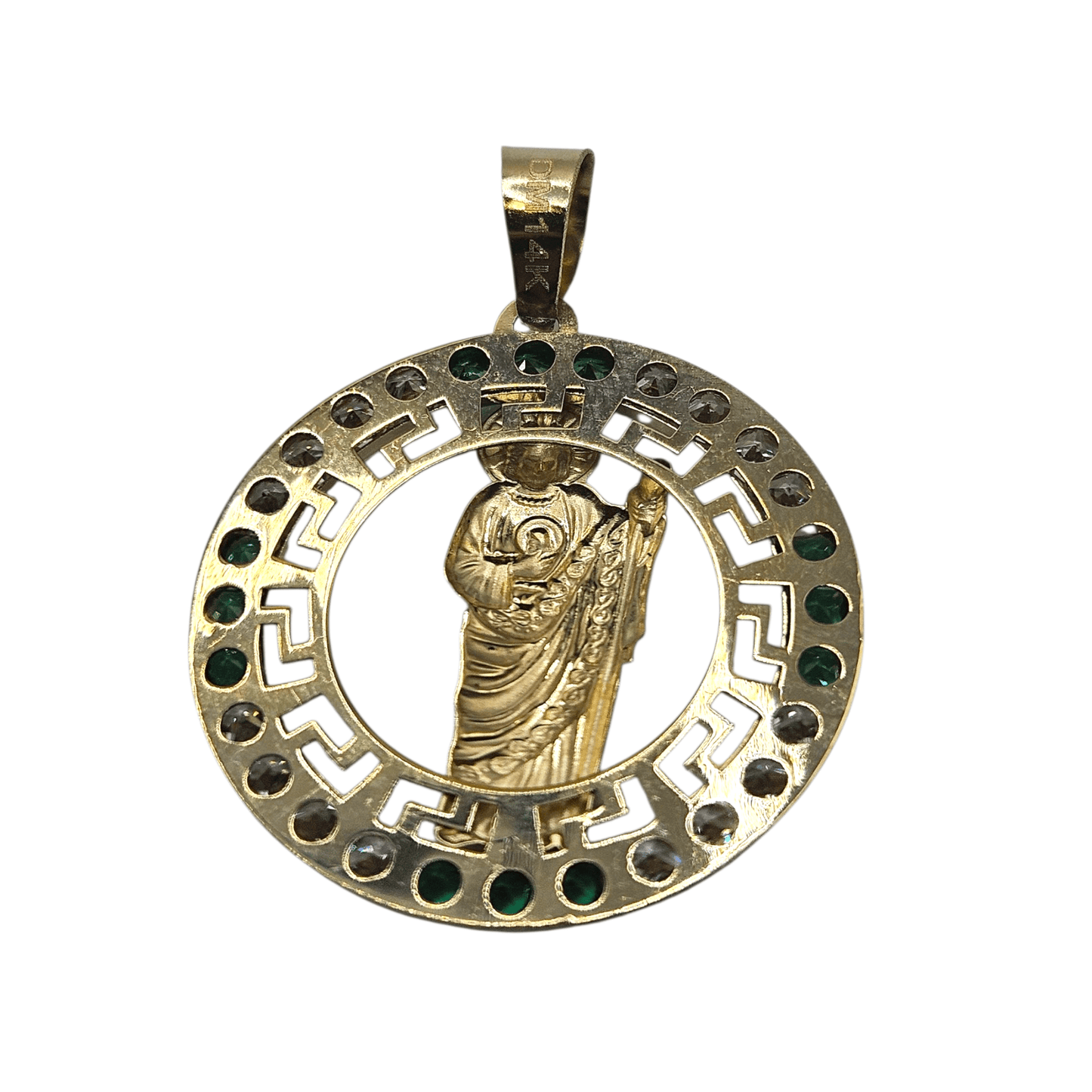 14K Gold San Judas Round Pendant