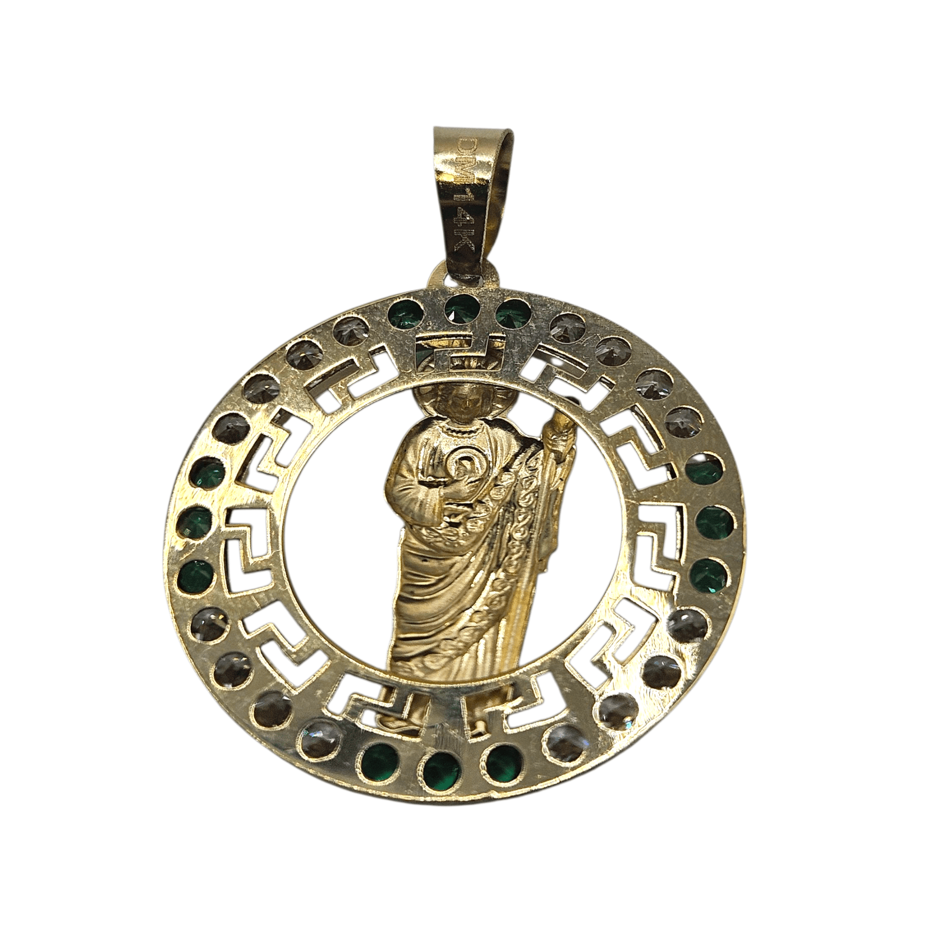 14K Gold San Judas Round Pendant