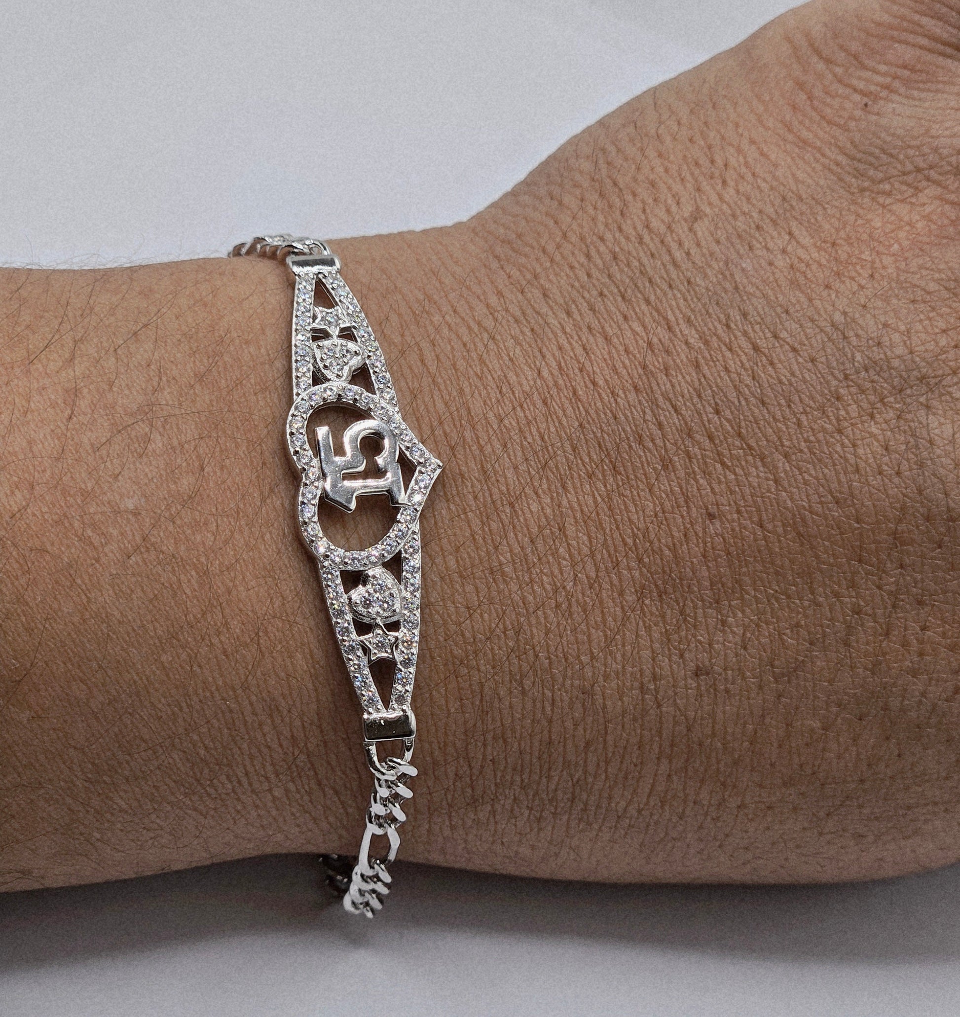 15th Birthday Silver Bracelet Figaro Chain Style Bracelet