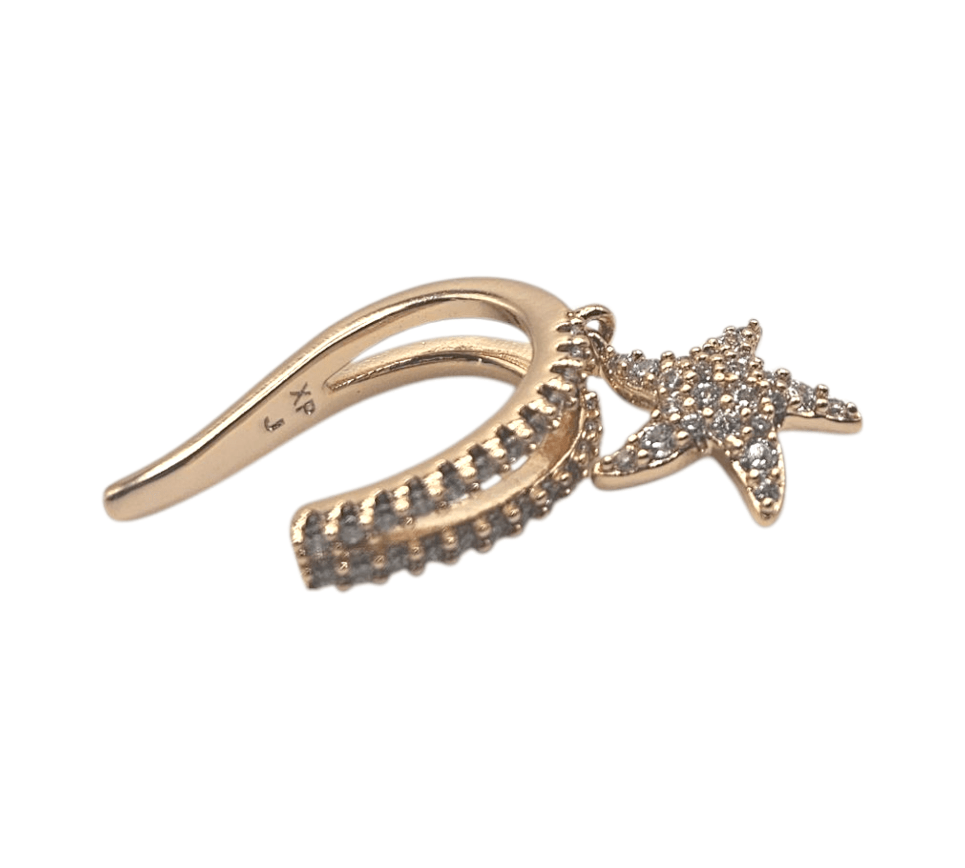 18K Gold Plated or Silver Plated Ear Cuff with Pearls and Cubic Zirconia Stones Adjustable - One Piece