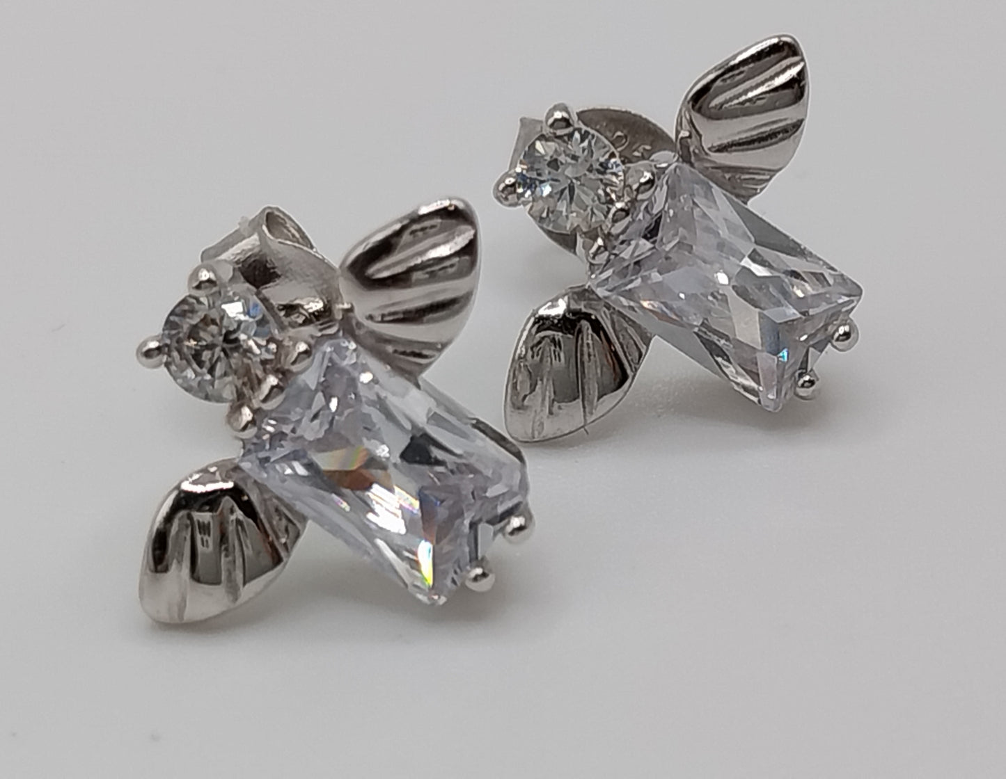 Angel Stud Earrings with Cubic Zirconia