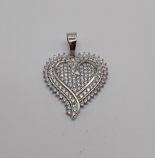 Colgante en forma de corazón de plata 925 con circonita