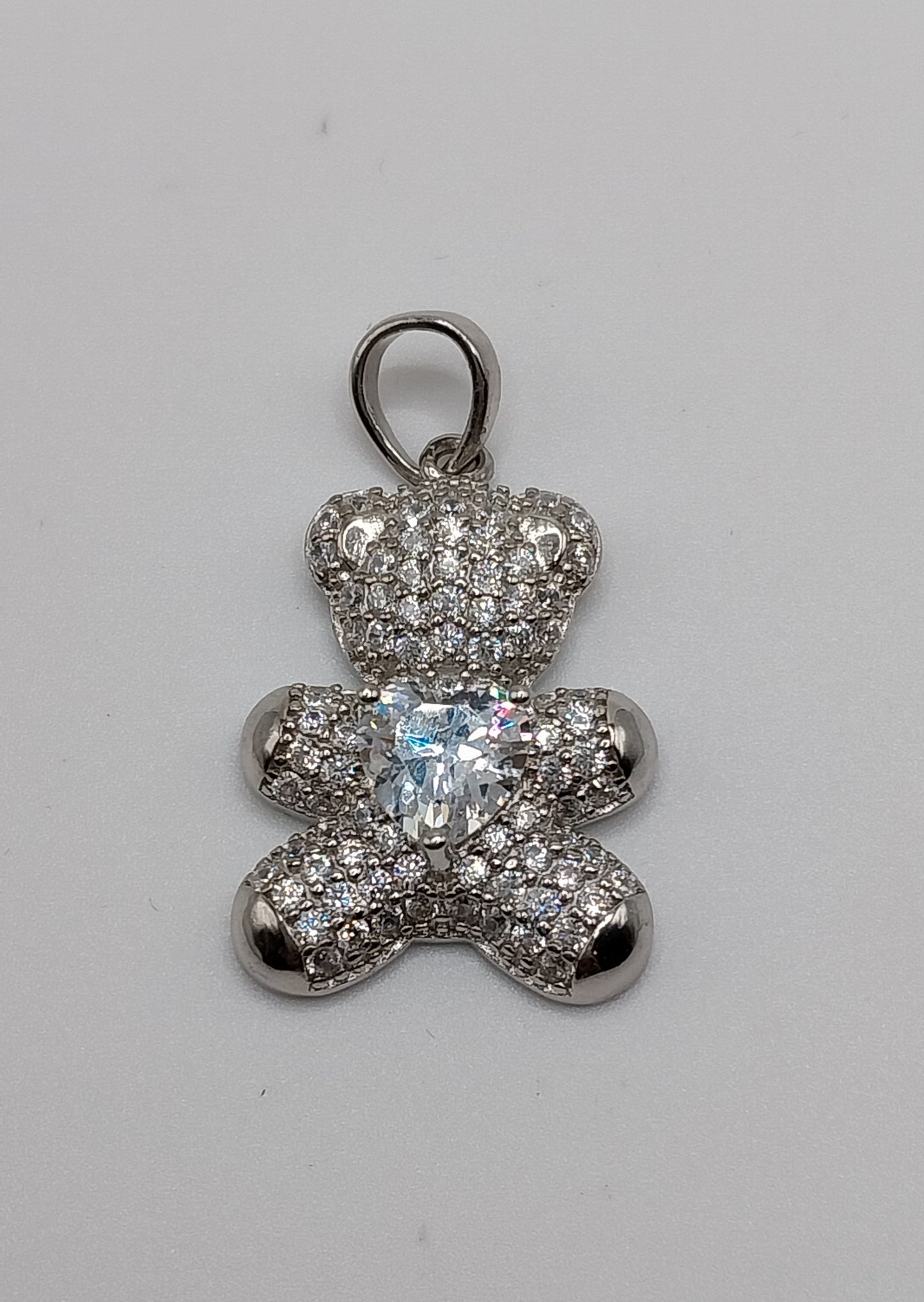 Teddy Bear Pendant Silver 925 with Cubic Zirconia