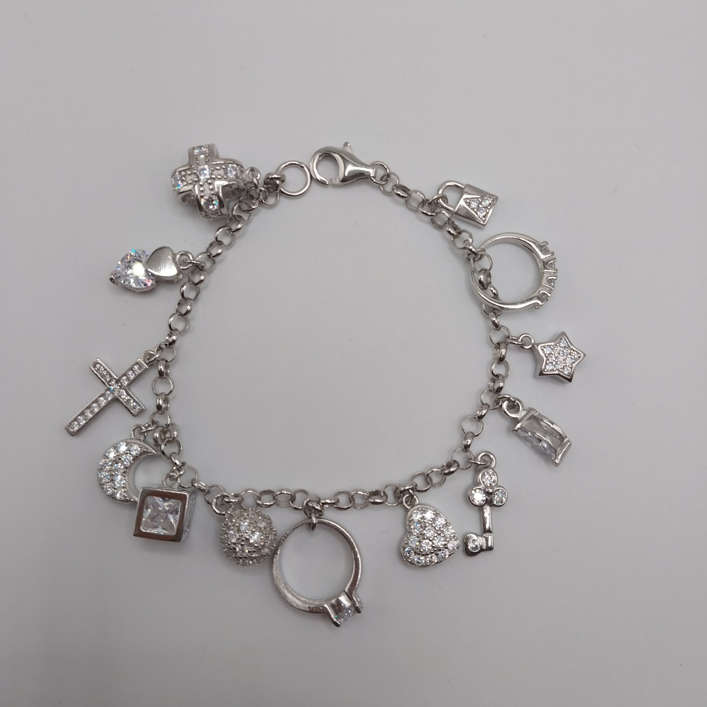 Silver 925 Bracelet with 13 Charms