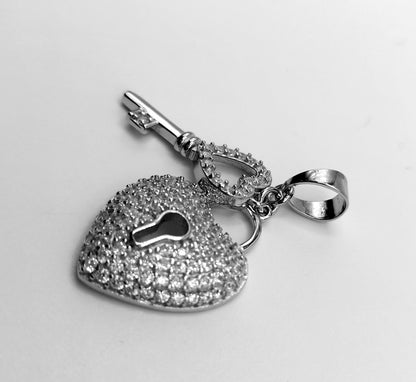 Heart and Key Pendant Silver 925 with Cubic Zirconias