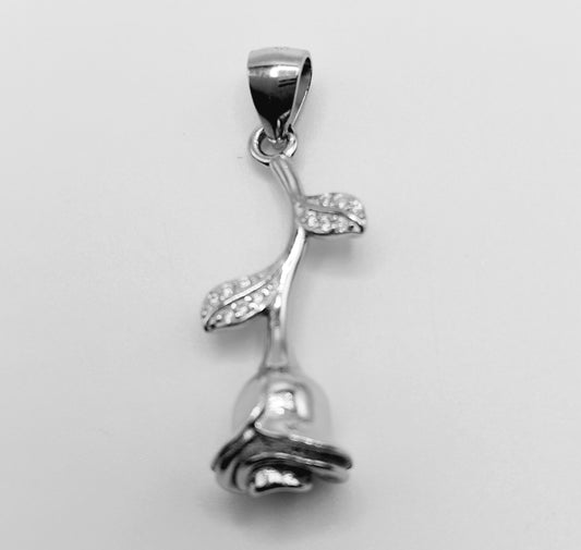 3D Rose Pendant Silver 925 and CZ