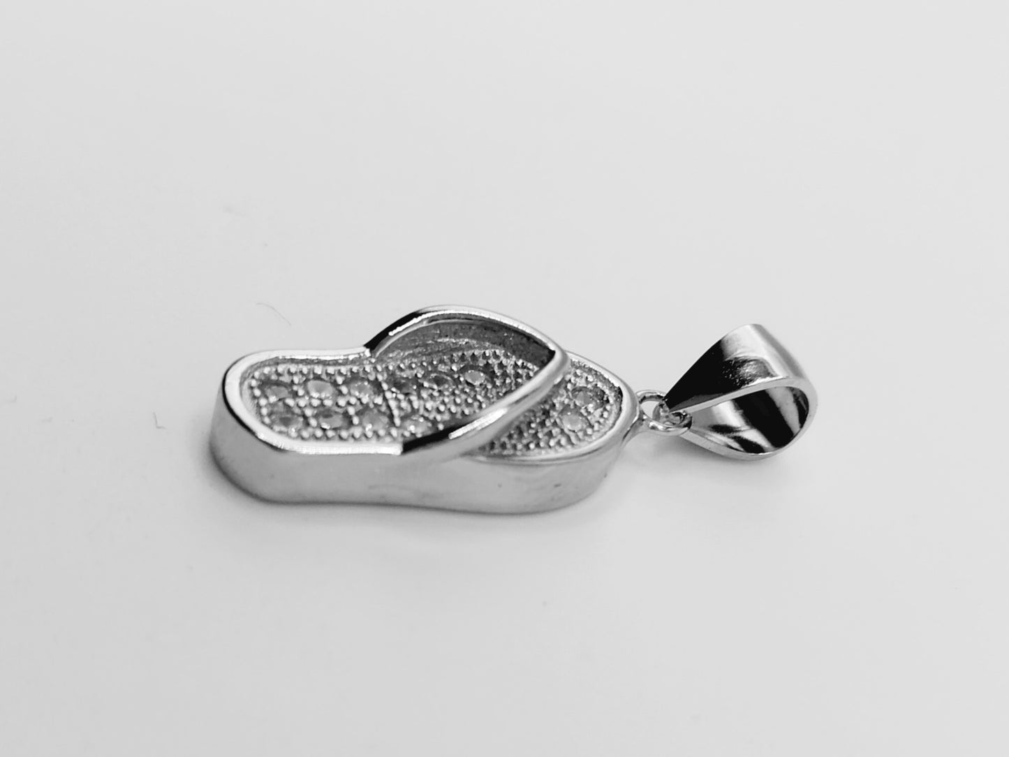 Flip-Flop Beach Sandal Pendant Silver 925 with Cubic Zirconia Stones