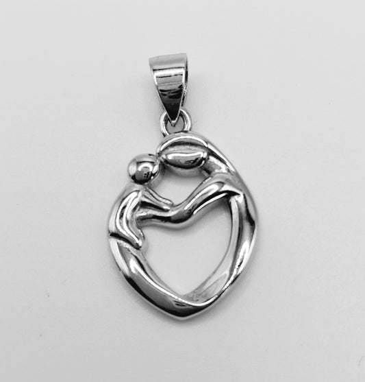 Mother and Child Heart Pendant Silver 925