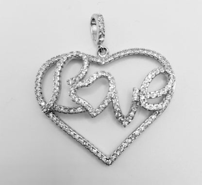 Heart with LOVE Pendant Silver 925 with Cubic Zirconia