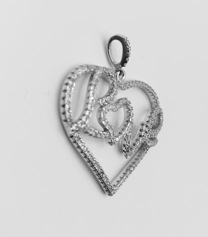 Heart with LOVE Pendant Silver 925 with Cubic Zirconia