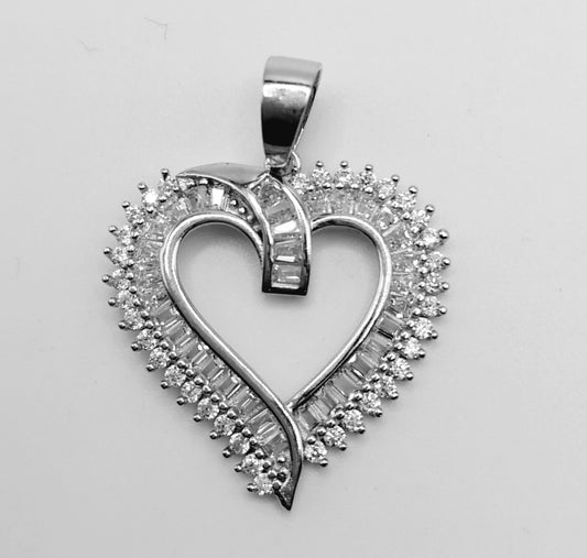Heart Pendant  Silver 925 with Round and Square Cubic Zirconia