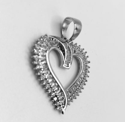 Heart Pendant  Silver 925 with Round and Square Cubic Zirconia