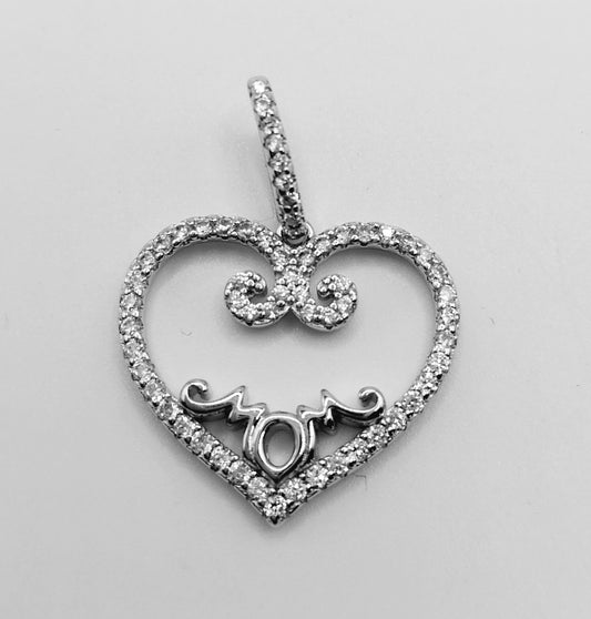 Heart Shape MOM Silver 925 Pendant with Cubic Zirconia