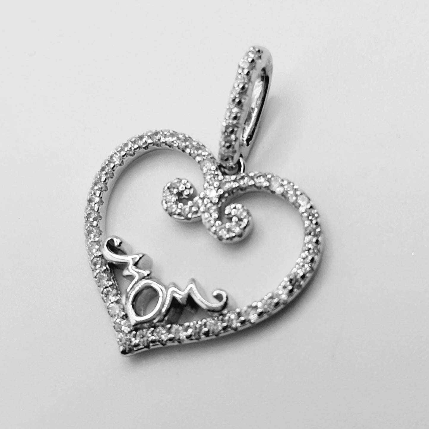 Heart Shape MOM Silver 925 Pendant with Cubic Zirconia